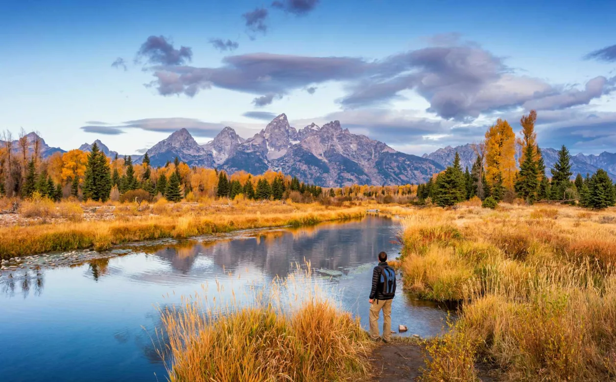 male hiker grand teton national park
